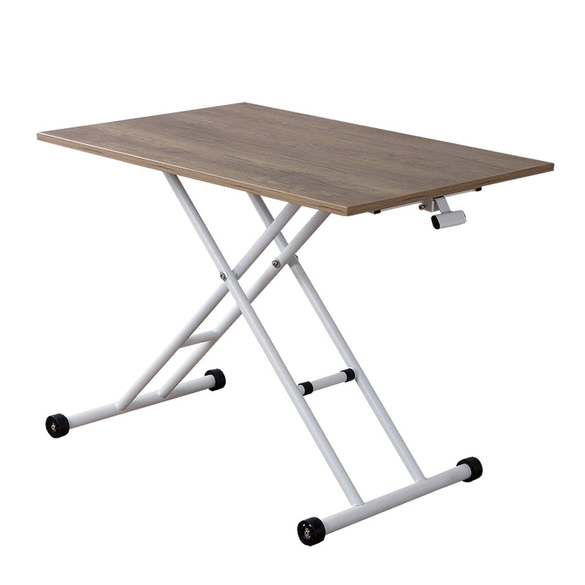 テーブル 昇降式 昇降テーブル ガス圧昇降式テーブル ダイニングテーブル 90×60cm ブラウン | 20