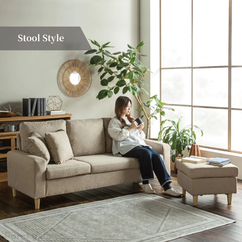 Pure Luxe カウチソファー L字 3人掛け 幅185cm おしゃれ ポケット