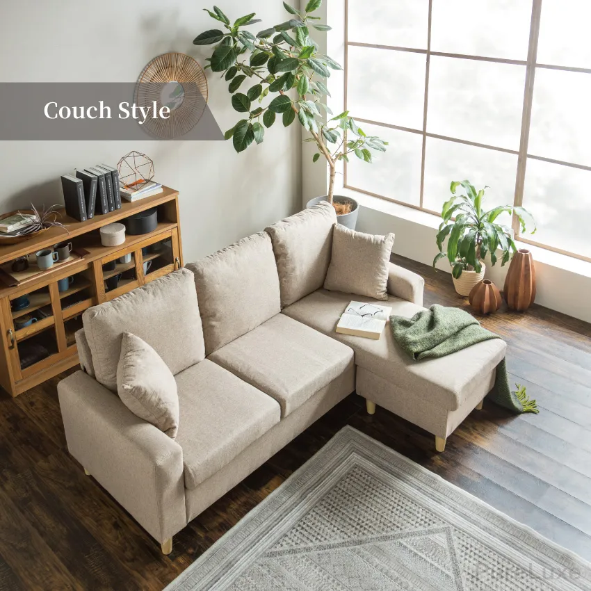 Pure Luxe カウチソファー L字 3人掛け 幅185cm おしゃれ ポケット