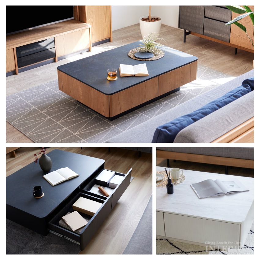 【予約】GB-INTE-1290 センターテーブル オークホワイト | 9