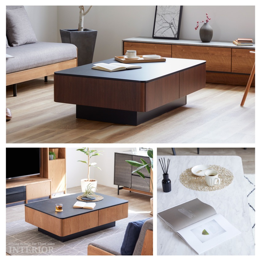 【予約】GB-INTE-1290 センターテーブル オークホワイト | 3