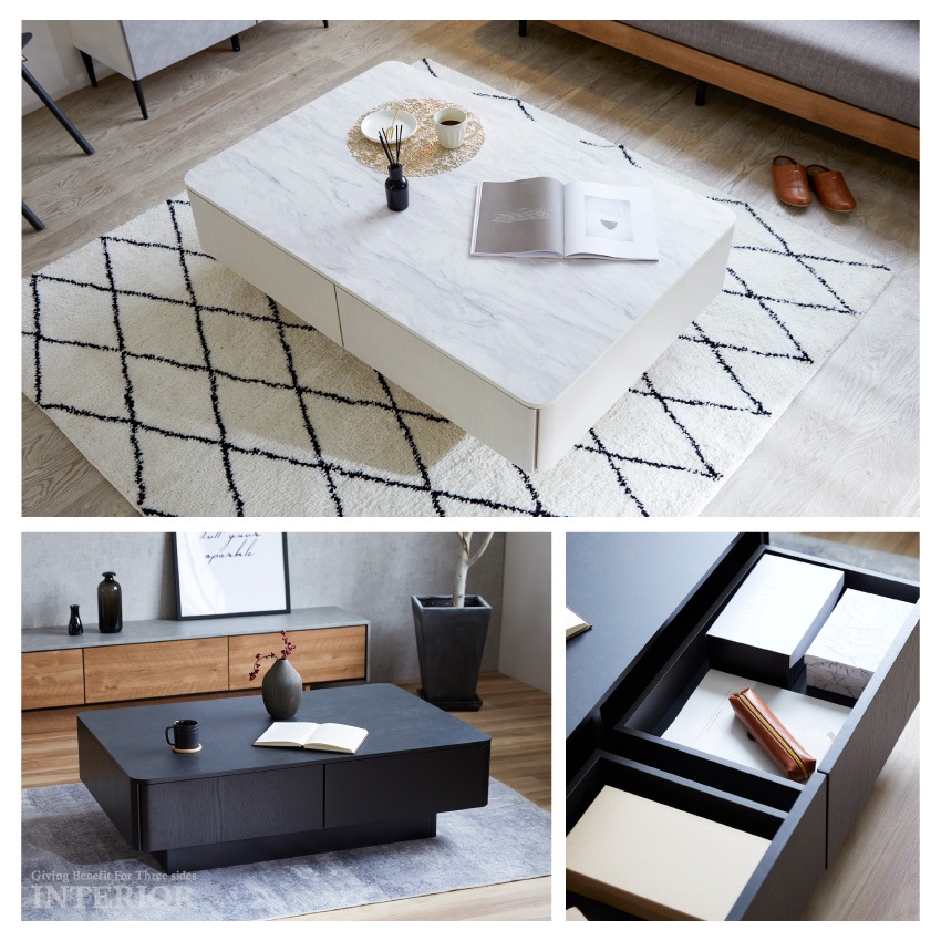 【予約】GB-INTE-1290 センターテーブル オークホワイト | 4