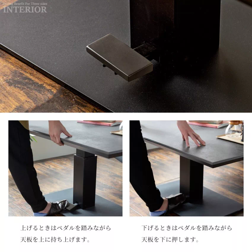 昇降式テーブル 油圧式 幅130cm 幅150cm 奥行き80cm 昇降テーブル リフトアップ セン | 14