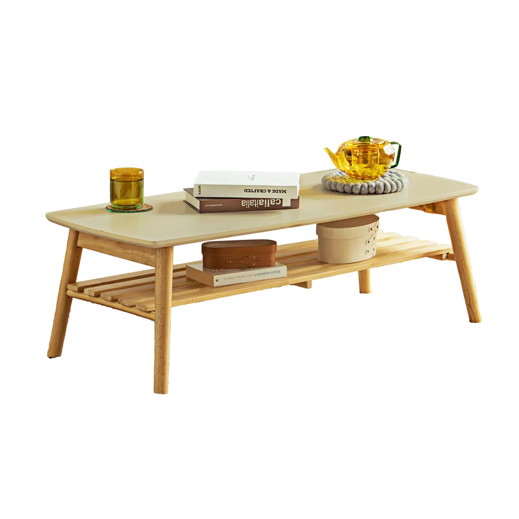 ナチュラルウッド センターテーブル Pure Luxe センターテーブル 折り畳み ローテーブル 白 幅105cm