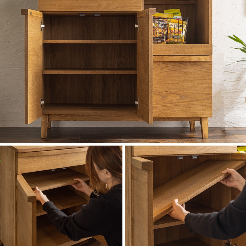 キッチンカウンター 幅100cm 食器棚 おしゃれ 国産 日本製 100 半完成品 キッチン 収納 | 9