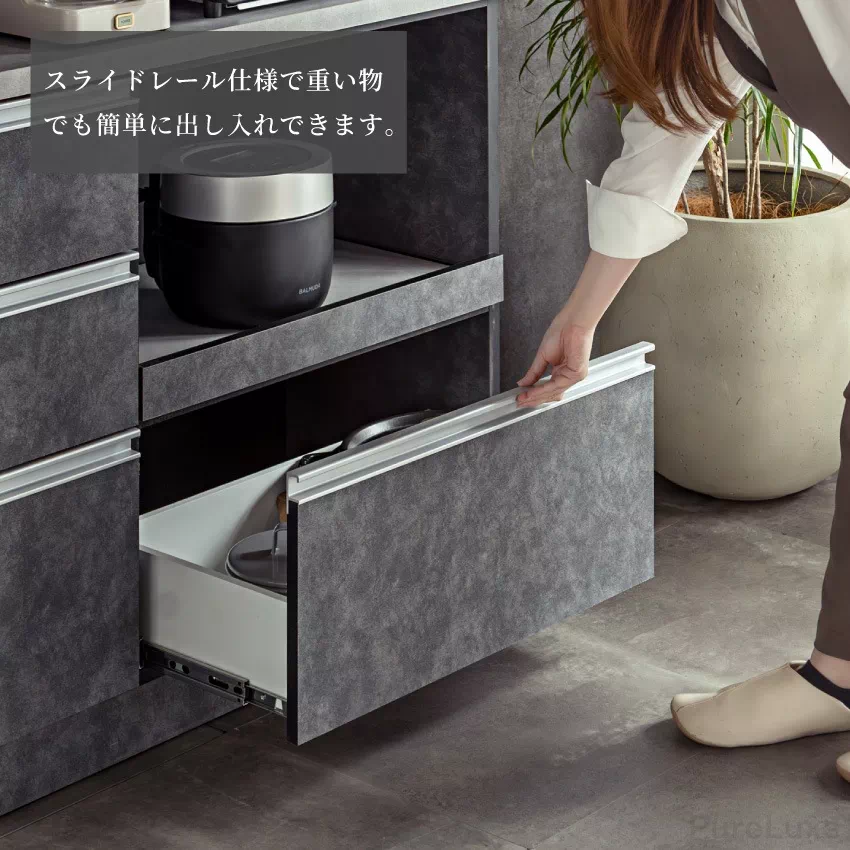 食器棚 ハイタイプ キッチンボード 幅80cm 幅110cm 幅120cm 幅130cm グレー モ | 16