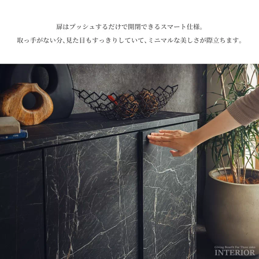 大理石調 キャビネット / リビングボード キャビネット サイドボード おしゃれ 幅120cm 幅160cm グレー