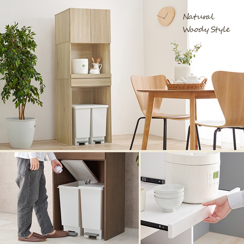 レンジ台 レンジ対応 ゴミ箱 収納 キッチンラック レンジボード おしゃれ キッチン 収納棚 ごみ箱 | 2