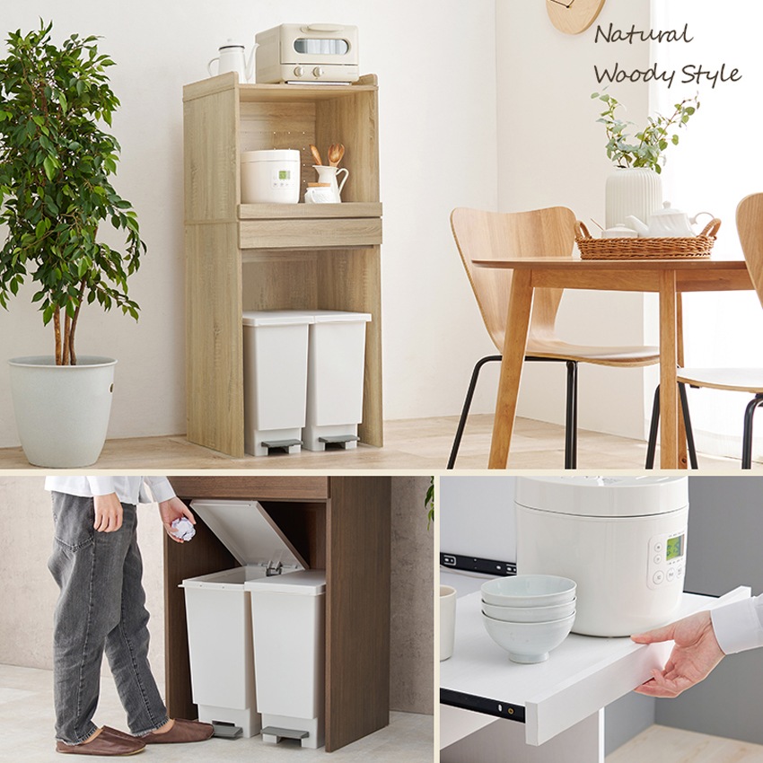 レンジ台 レンジ対応 ゴミ箱 収納 キッチンラック レンジボード おしゃれ キッチン 収納棚 ごみ箱 | 2