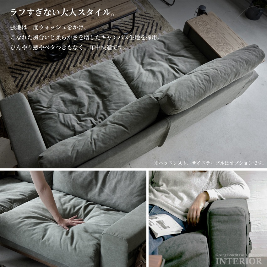 新生活 ソファー 3人掛け おしゃれ 帆布 キャンバス生地 ファブリック ヴィンテージ 西海岸 おす | 5