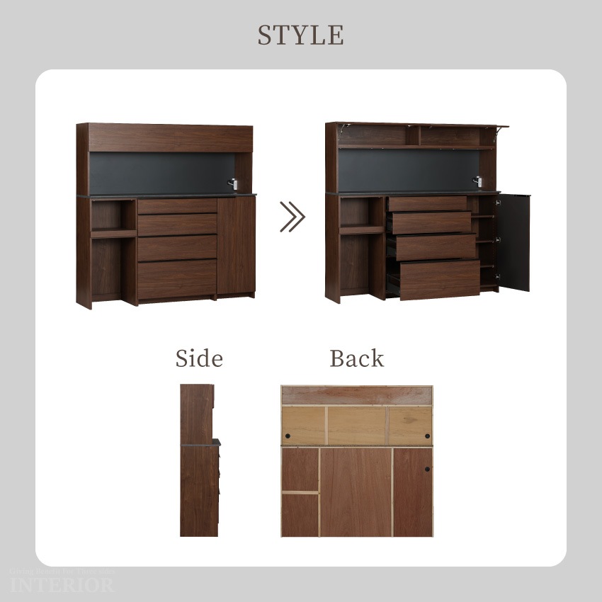 キッチンボード 180 食器棚 国産 日本製 180幅 おしゃれ 180 ワイド 収納 キッチン収納 | 13