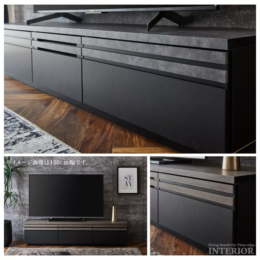 テレビ台 幅180cm おしゃれ アッシュ ダークグレー おすすめ モダン 木目調 大理石調 ローボ | 4