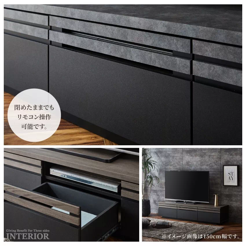 テレビ台 幅180cm おしゃれ アッシュ ダークグレー おすすめ モダン 木目調 大理石調 ローボ | 7