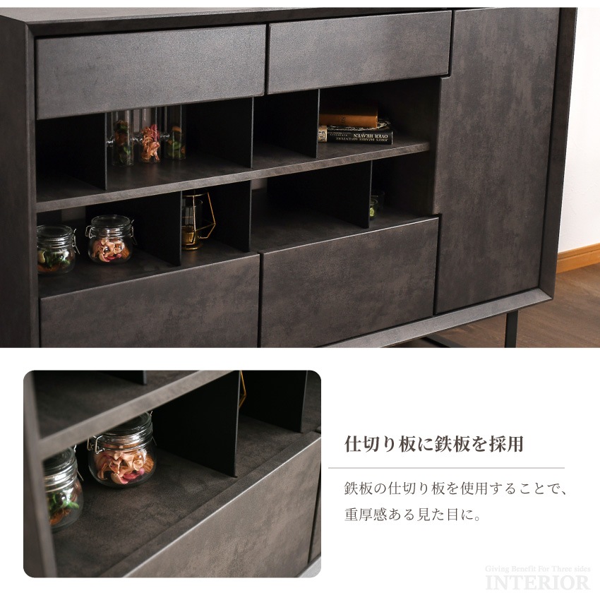 キャビネット 幅120cm 大理石調 おしゃれ ホワイト グレー チェスト