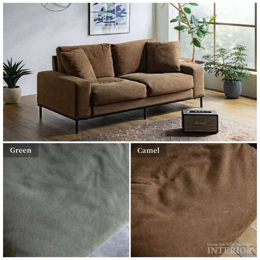 ソファ おしゃれ 3人掛け グリーン キャメル キャンバス地 人気 おすすめ 新生活 三人掛け | 6