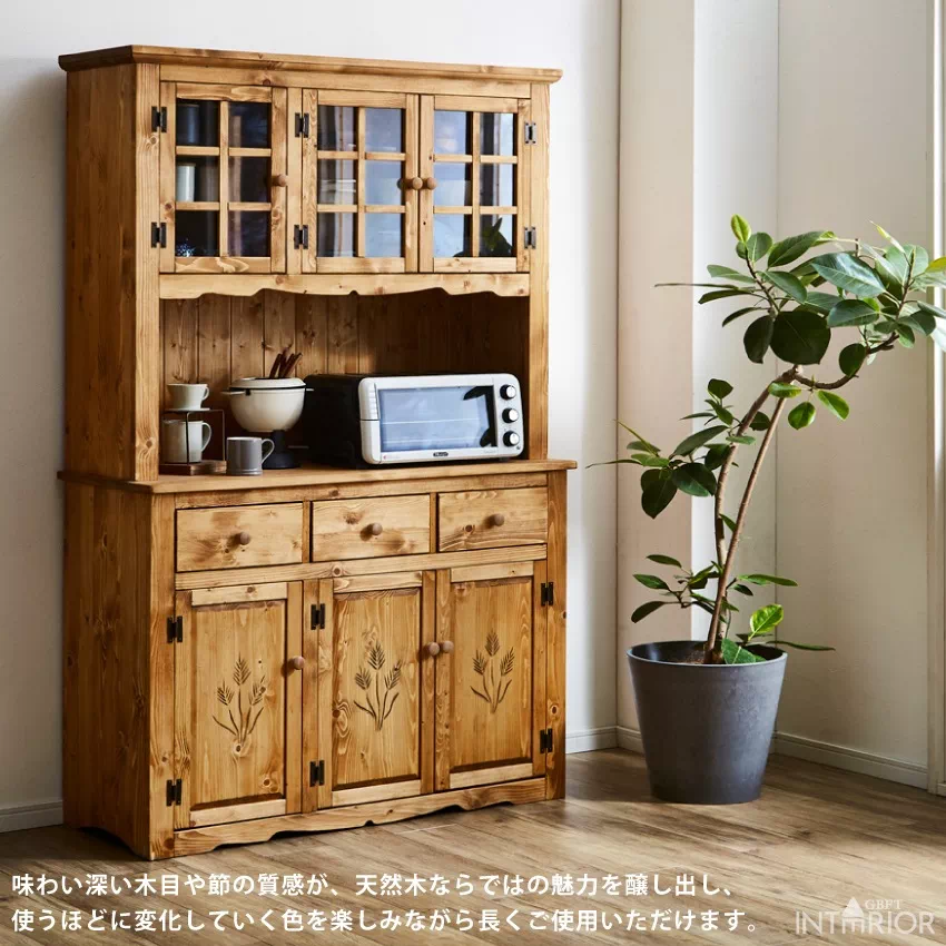 キッチンボード 幅120cm 食器棚 おしゃれ カップボード 天然木 大容量 収納 ダイニングボード | 5