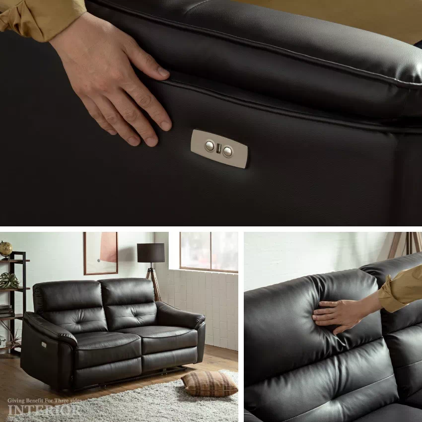 電動リクライニングソファー 2分割 ミルキーホワイト ブラック 幅200cm 2人掛け おしゃれ 北 | 10