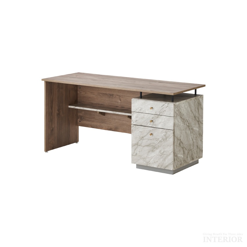 デスク 机 テーブル 140 幅140 収納付きテーブル 棚付きテーブル 可動棚 引き出し 上棚 収 | 15