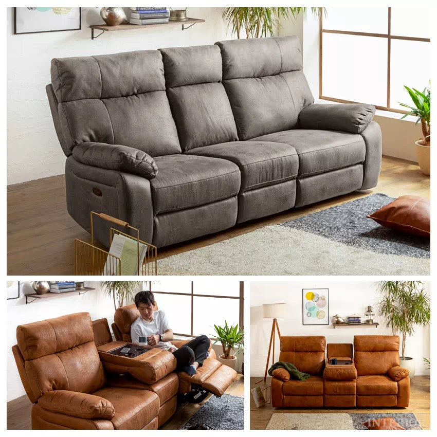 直接引き取りのみ】3人掛け 電動リクライニング ソファ 撥水