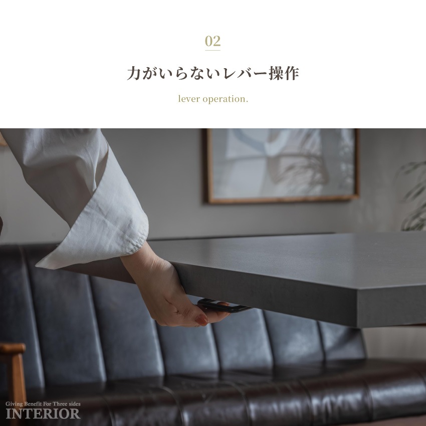 昇降テーブル キャスター付き 120×80cm グレー グレージュ マット調 モルタル調 大理石柄  | 6