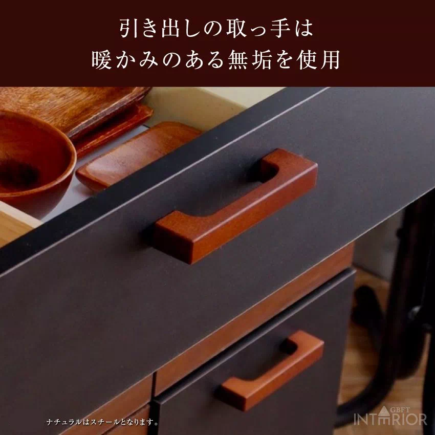 キッチンボード 幅90cm おしゃれ 食器棚 カップボード ブラウン/ブラック ナチュラル おすすめ | 10