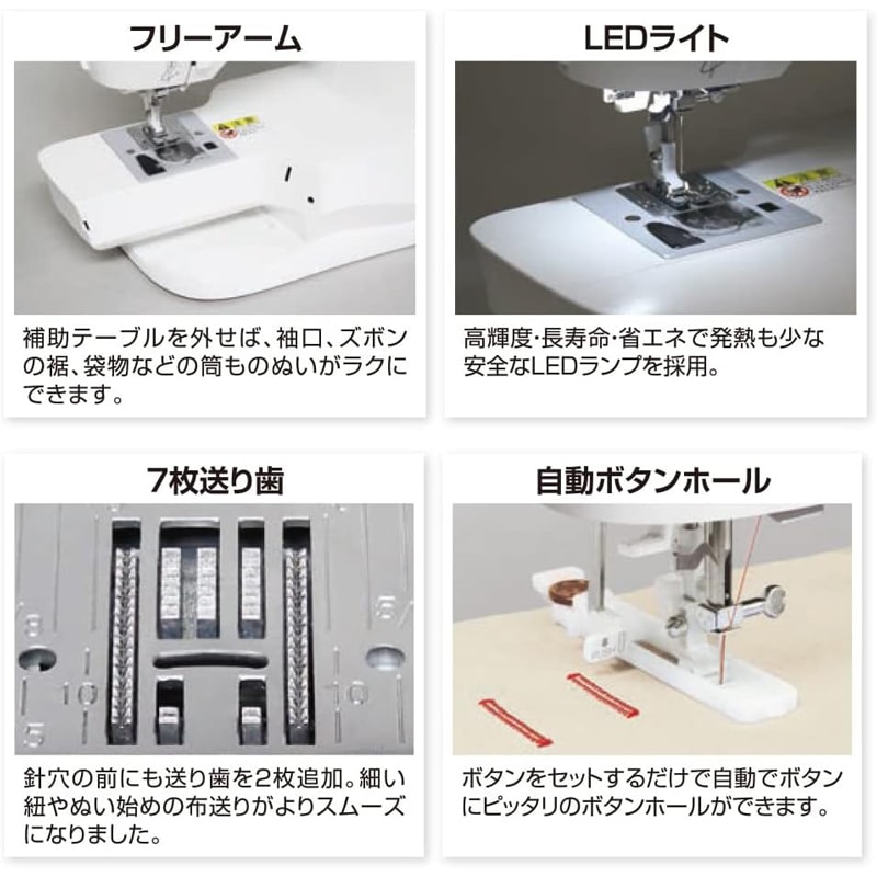 シンガー SINGER 電動ミシン フットコントローラー標準装備 ホワイト 初心者 SN1851Wの2枚目画像