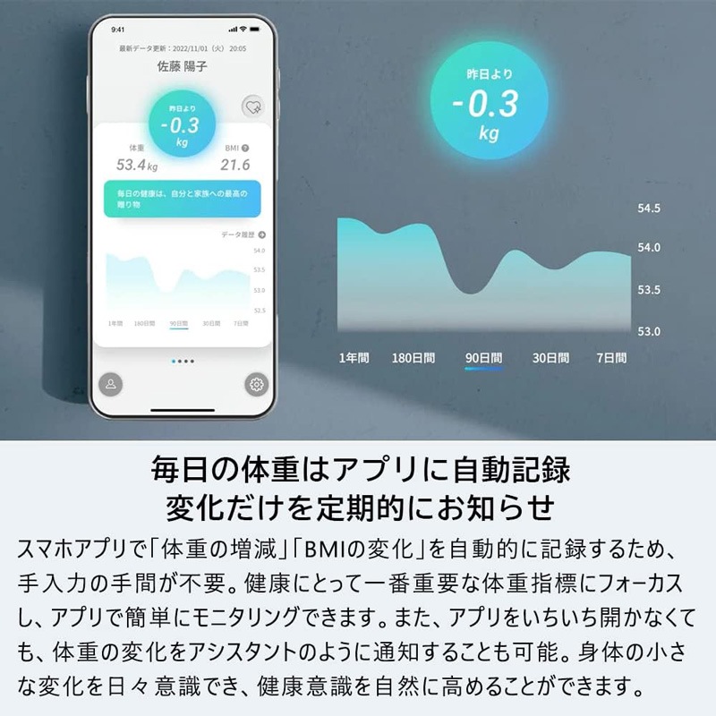 issin スマートバスマット 体重計 ダークグレー SBM22U01LJ-DKGNの4枚目画像
