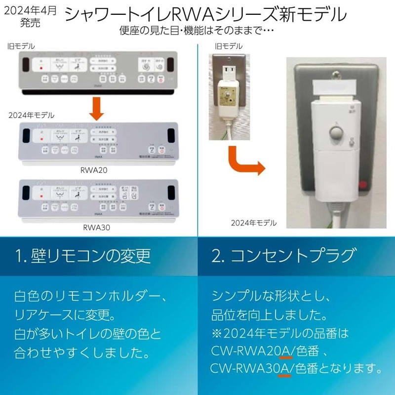 LIXIL リクシル INAX RWAシリーズ シャワートイレ 温水洗浄便座 オフホワイト 瞬間式 CW-RWA20A BN8