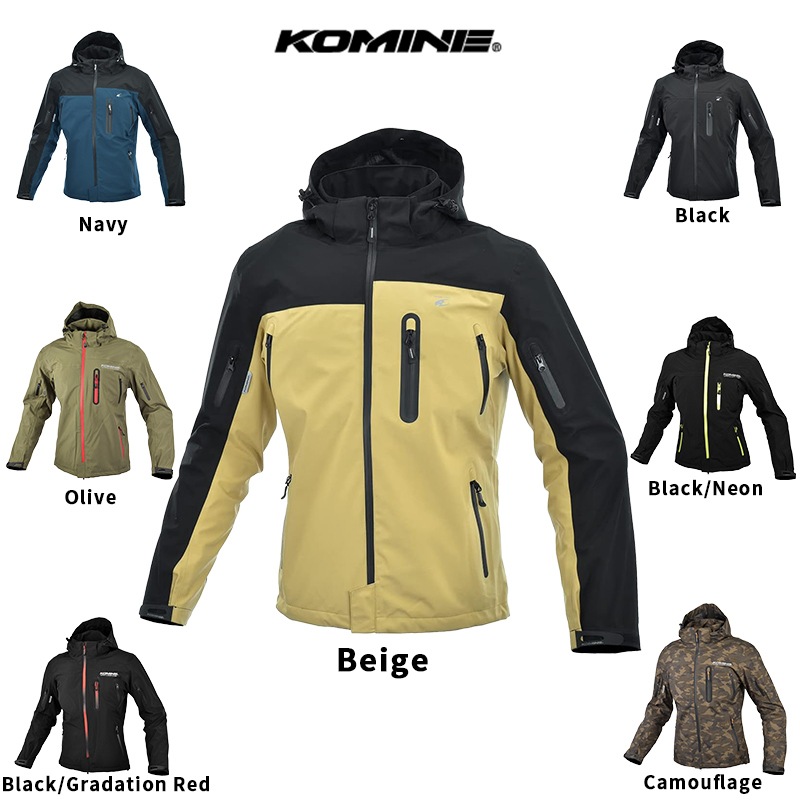 コミネ KOMINE JK-555 WP プロテクト3Lパーカ Beige Black/Neon コミネ KOMINE JK-555 WP プロテクト3Lパーカ Beige Black/Neon