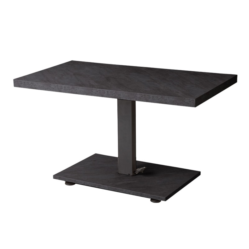 Pure Luxe 昇降式テーブル ペダル式 昇降式 大理石調 高さ調節 ブラックグレー 90×60cm