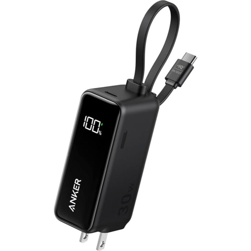 Anker モバイルバッテリー Power Bank A1636N11 5000mAh ブラック 30W Fusion Built-In USB-C ケーブル