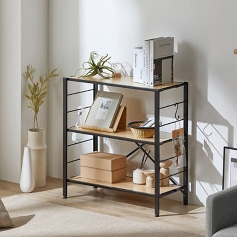 アイリスオーヤマ 組立簡単 連結スチールラック KRSR-3 ナチュラルオークの2枚目画像