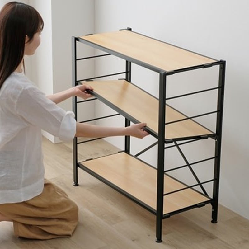 アイリスオーヤマ 組立簡単 連結スチールラック KRSR-3 ナチュラルオークの3枚目画像