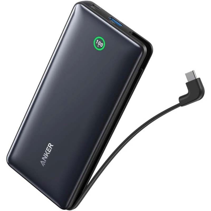 Anker モバイルバッテリー 20000mAh USB-Cケーブル一体型 急速充電 ブラック A1387N11