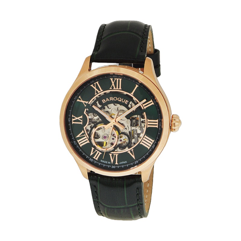 BAROQUE バロック 日本製腕時計 BA2006RG-19GR スケルトン文字盤×自動巻きムーブメント搭載モデル