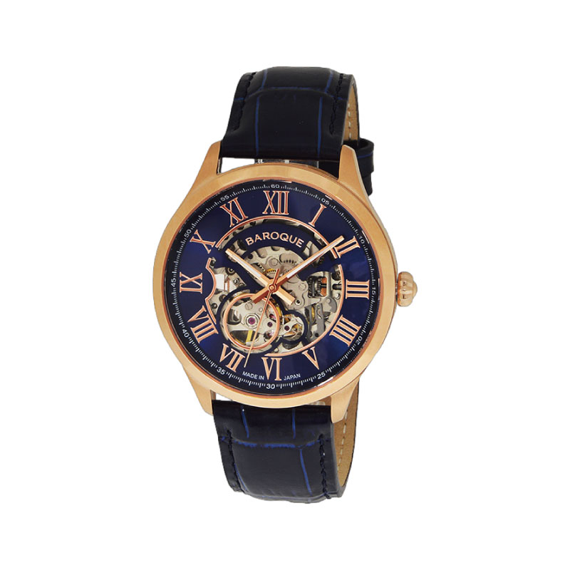 BAROQUE バロック 日本製腕時計 BA2006RG-03NV スケルトン文字盤×自動巻きムーブメント搭載モデル