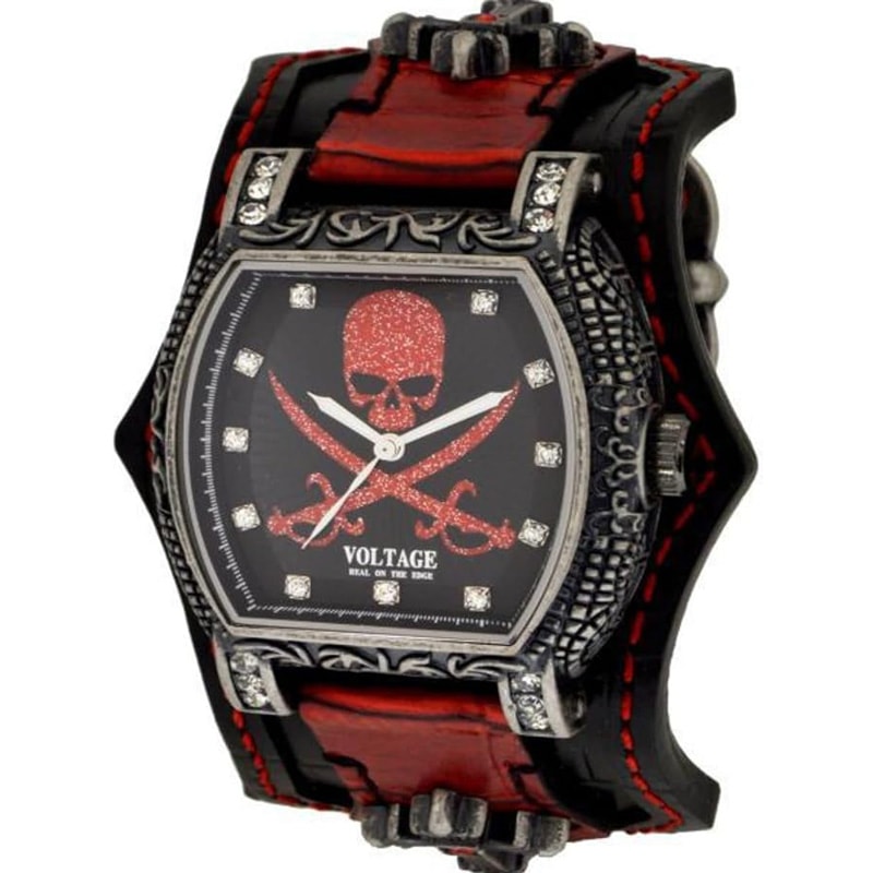 VOLTAGE ヴォルテージ VO-024S-02BR スカルソード×スワロフスキー×彫刻トノー型腕時計
