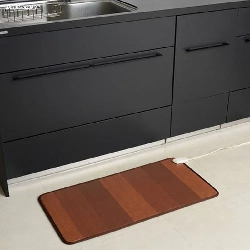 ワタナベ工業 ホットキッチンマット ボーダー 45×90cm ブラウン WKM-4590BRS