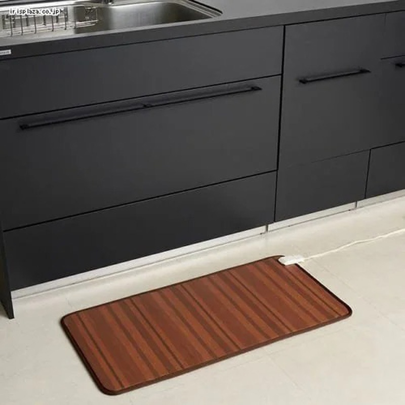 ワタナベ工業 ホットキッチンマット ボーダー 45×90cm ブラウン WKM-4590BRR