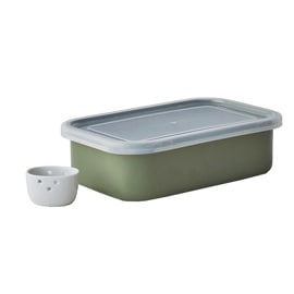 野田琺瑯 Nodahoro ぬか漬け小町 1.9L ぬか床 1kg 冷蔵庫用 水取器付属 オリーブ TK-19OL