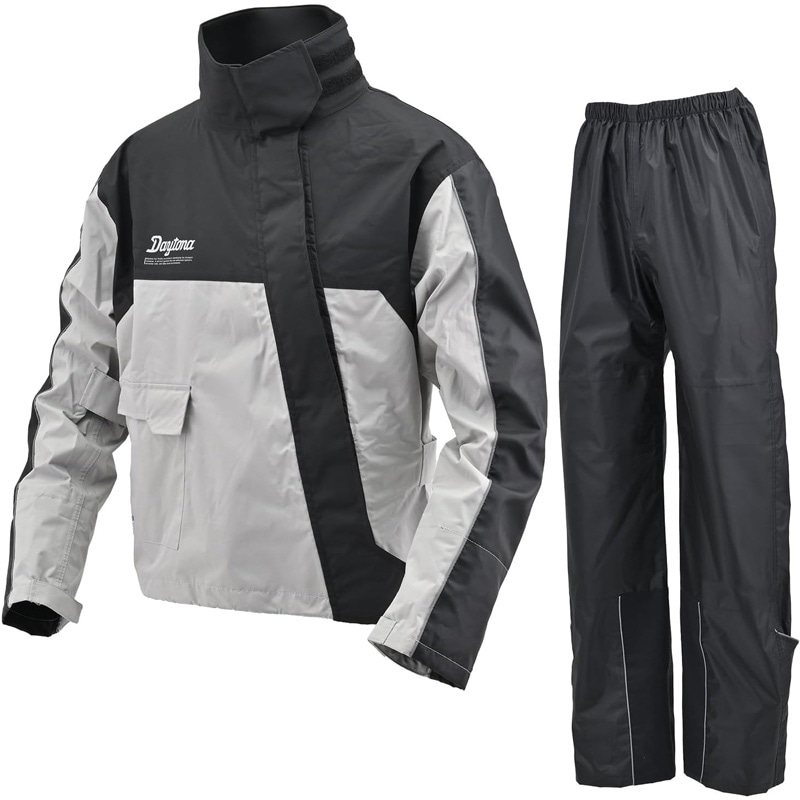 DUNLOP デイトナ DR 001 ハイパフォーマンスレインウェア 上下セット グレー Lサイズ