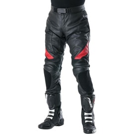 南海部品 バイク用レザーパンツ RDP-10 XL 本革 ブラック/レッド