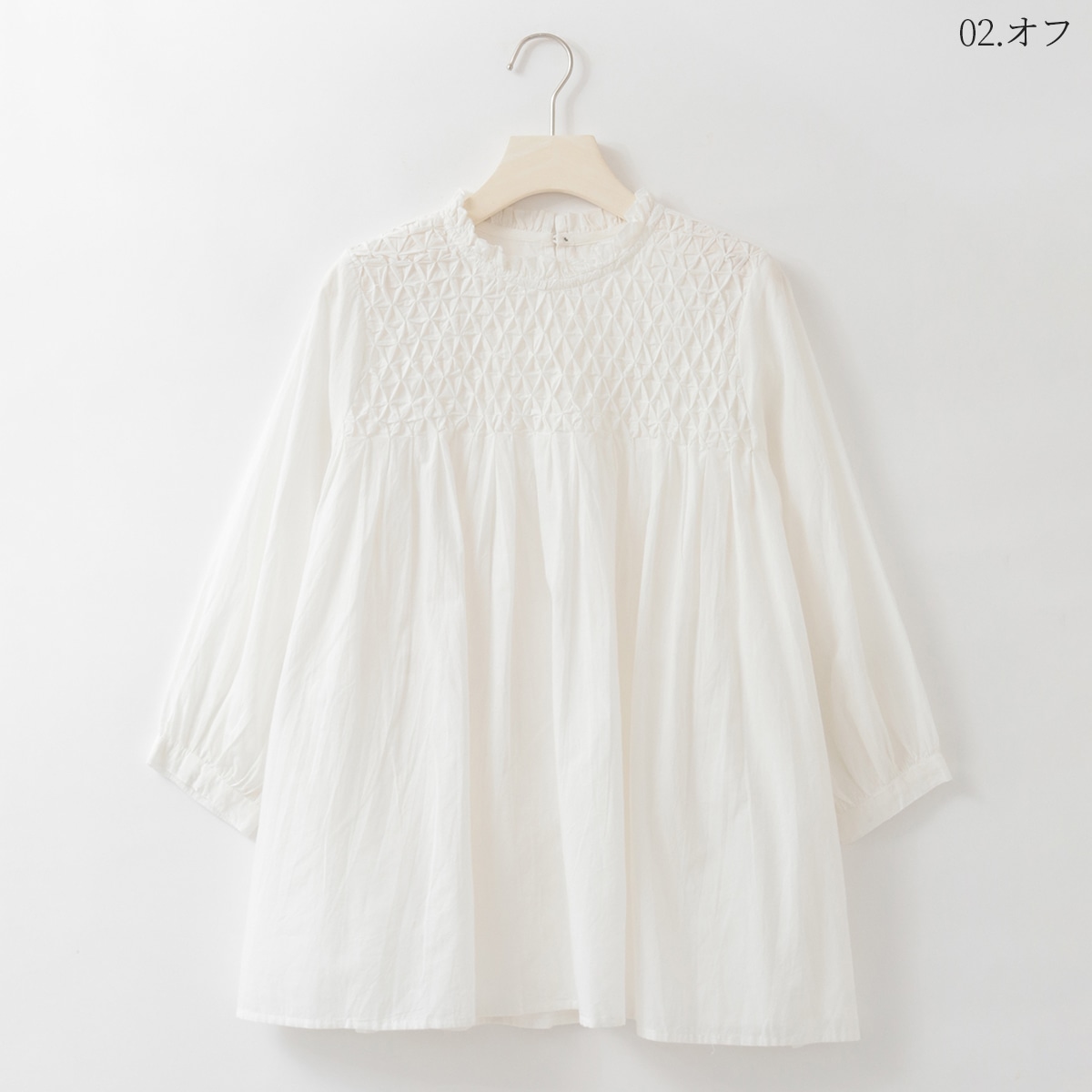 スモッキング刺繍ギャザーブラウス[61713714]natural mist｜natural