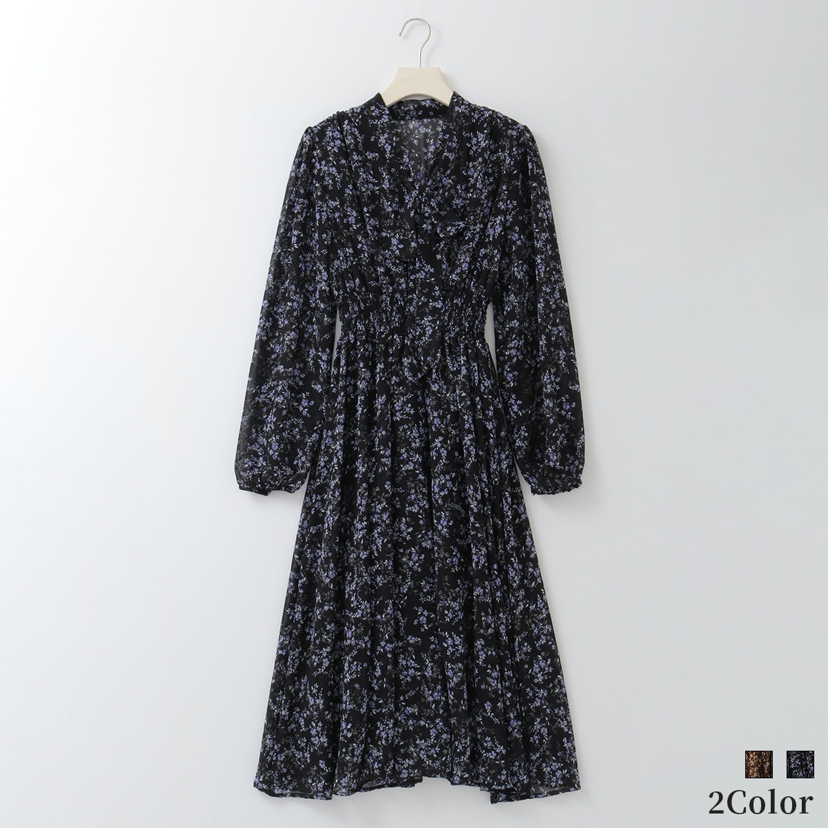 ボウタイ小花柄ワンピース[14956375]&Noel｜And Noel｜galleryonline