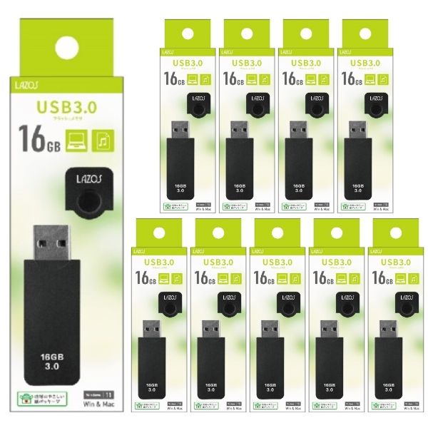 ��10�ܥ��åȡ� USB���� USB3.1 16GB �ʰ¥���å׼� L-US16-CPB LAZOS USB3.0
