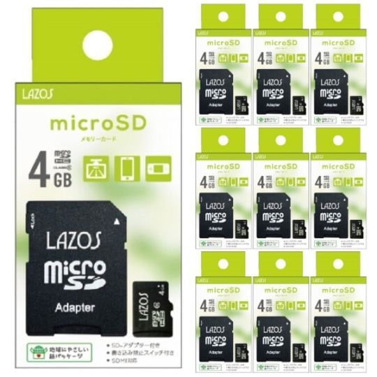 ��10�祻�åȡ� microSD������ 4GB �ʰ¡������ץ��� L-B4MSD6 LAZOS microSDHC �ޥ�����SD