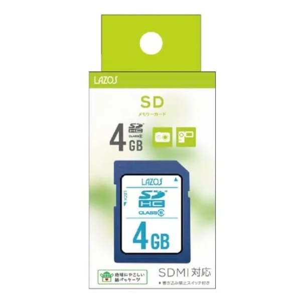 SDカード 4GB L-B4SDH6 LAZOS SDHCカード エスディー