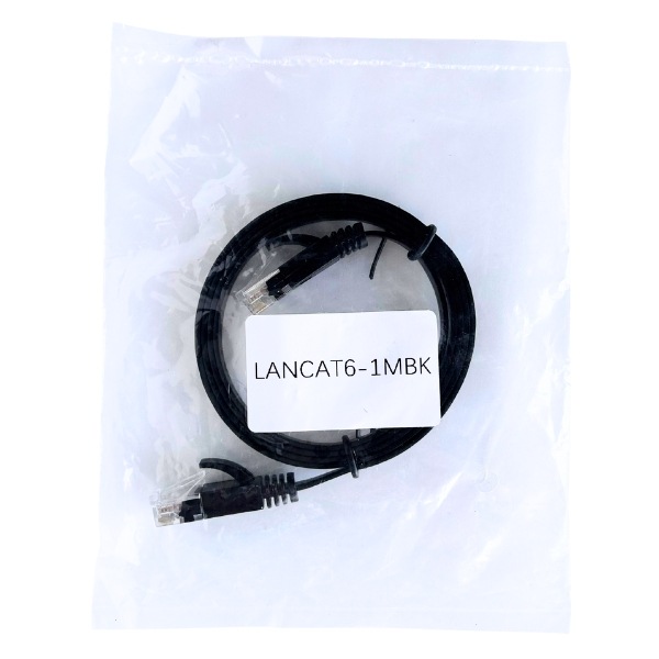 フラット薄型 LANケーブル 1m CAT6 爪折れ防止 RJ45コネクタ LANCAT6-1MBK