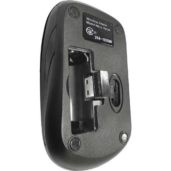 光学式ワイヤレスマウス【LAZOS L-YM-BK】3ボタン・ブラック