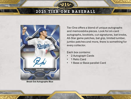 MLB 2025 TOPPS TIER ONE HOBBY BOX（送料無料） 2025年9月中旬発売